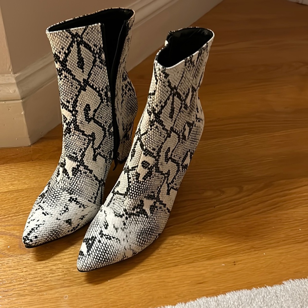 Snakeskin booties